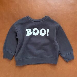 LITTLE CO Charcoal and White Boo! Sweatshirt, 12mo